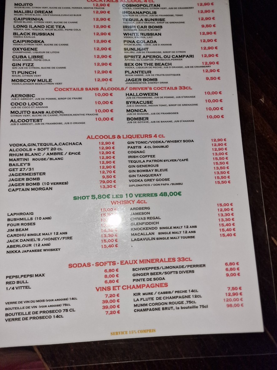 Temple Rock Tavern menu 2
