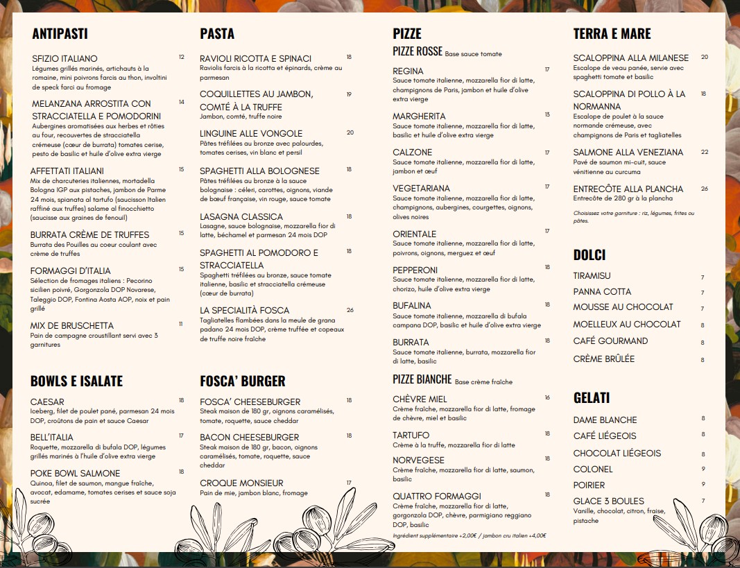Fosca' menu 1