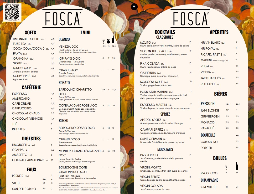 Fosca' menu 2