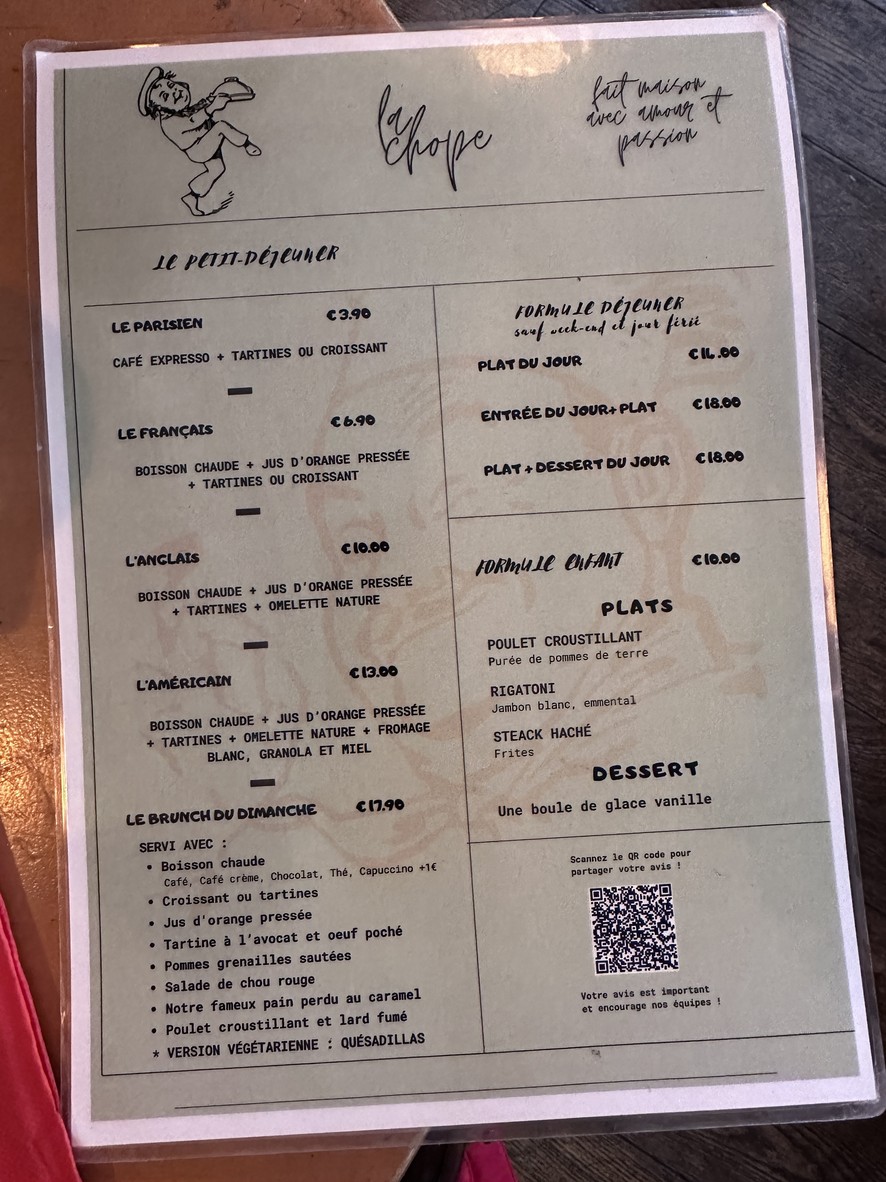 Café La Chope menu 1
