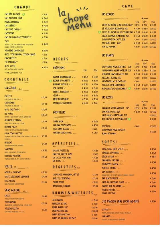 Café La Chope menu 2