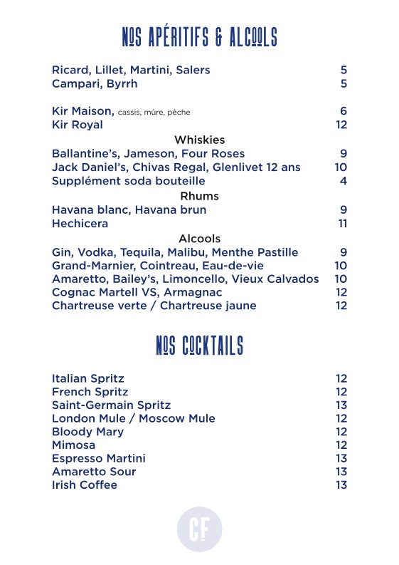 Le Comptoir Foch menu 2
