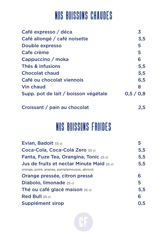 Le Comptoir Foch menu 4