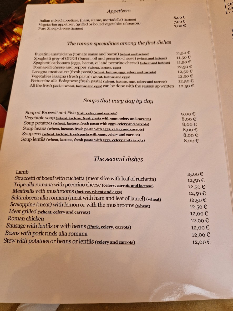 Trattoria Vaticano Giggi menu 4