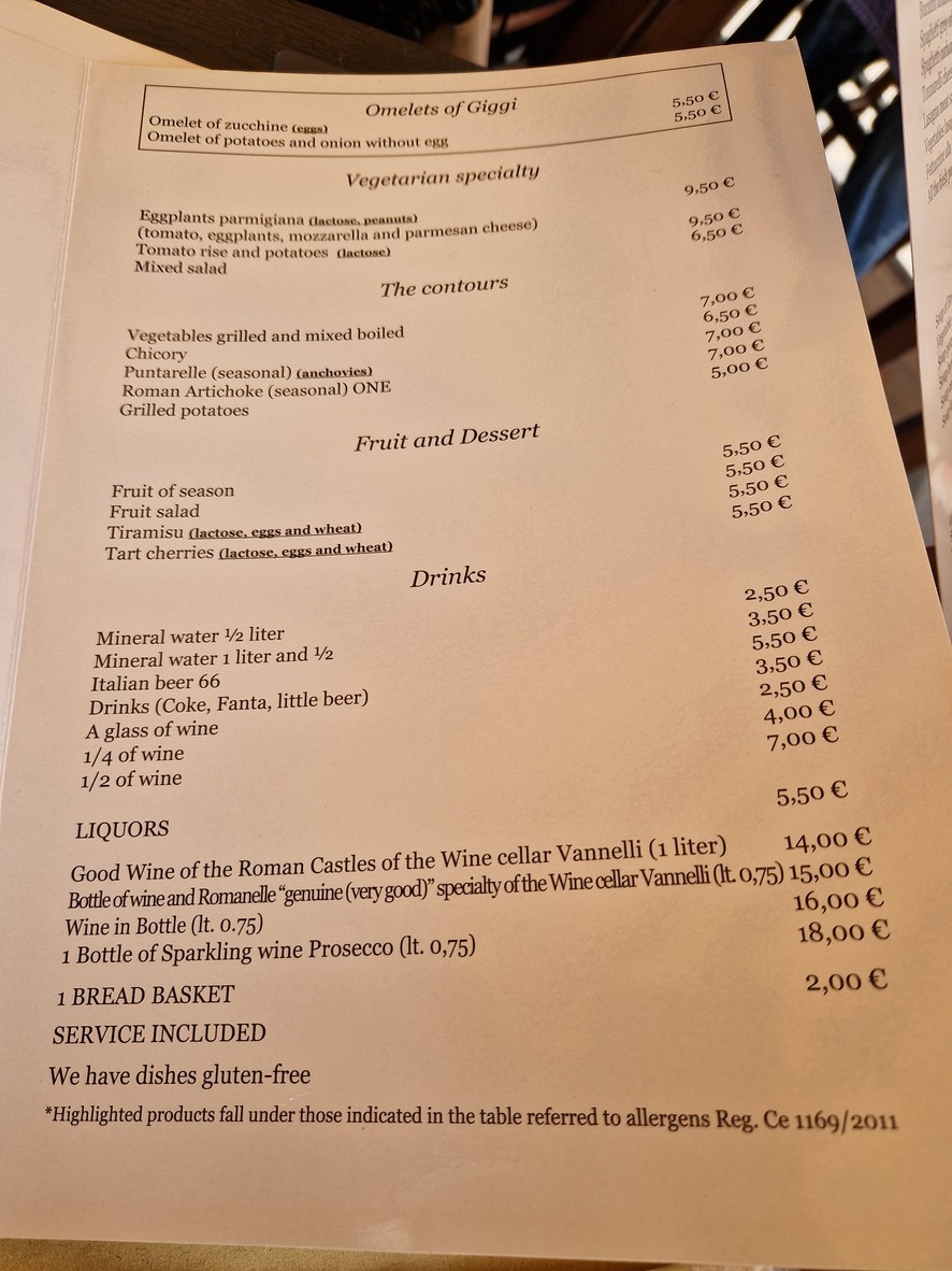 Trattoria Vaticano Giggi menu 5