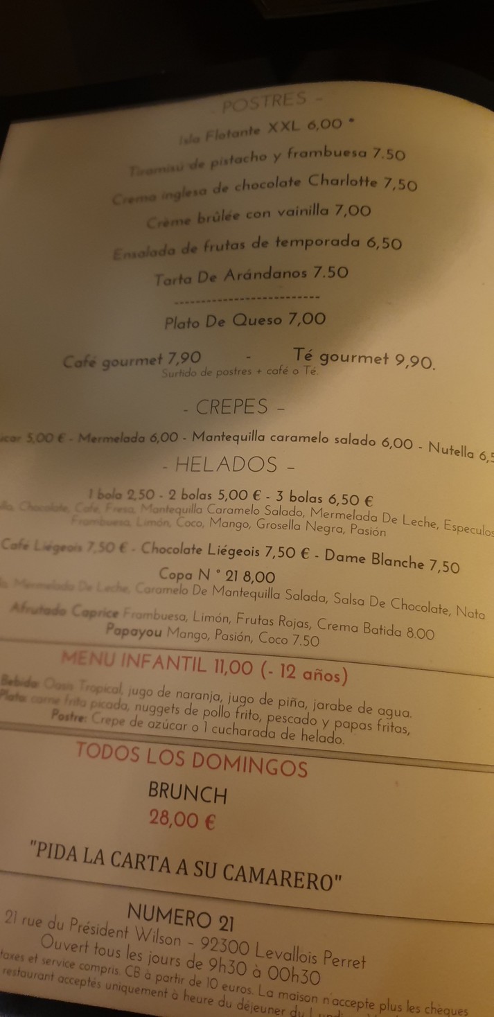 Numéro 21 menu 3