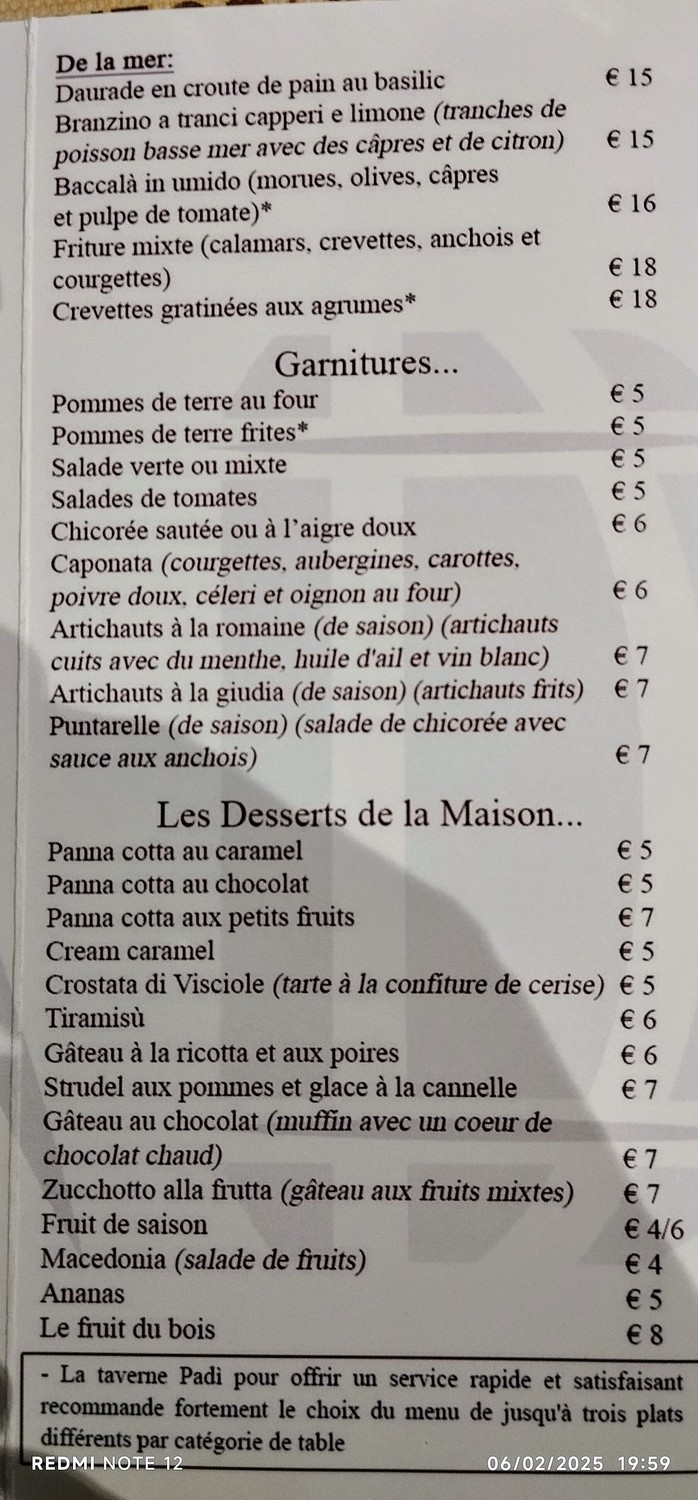 Osteria Padì Vaticano menu 4