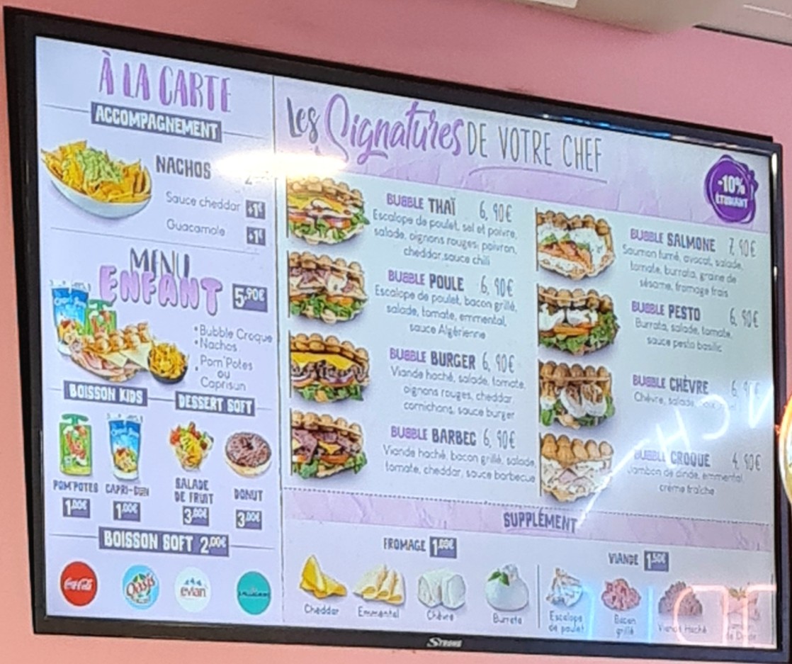 Bubble Bae Paris menu 1