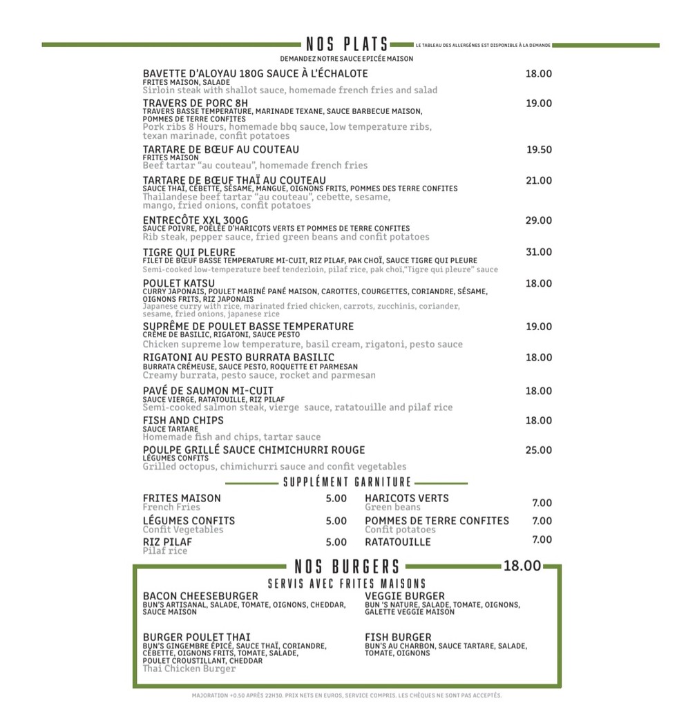Au Cadran Voltaire menu 2