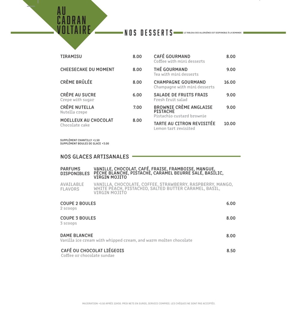 Au Cadran Voltaire menu 3