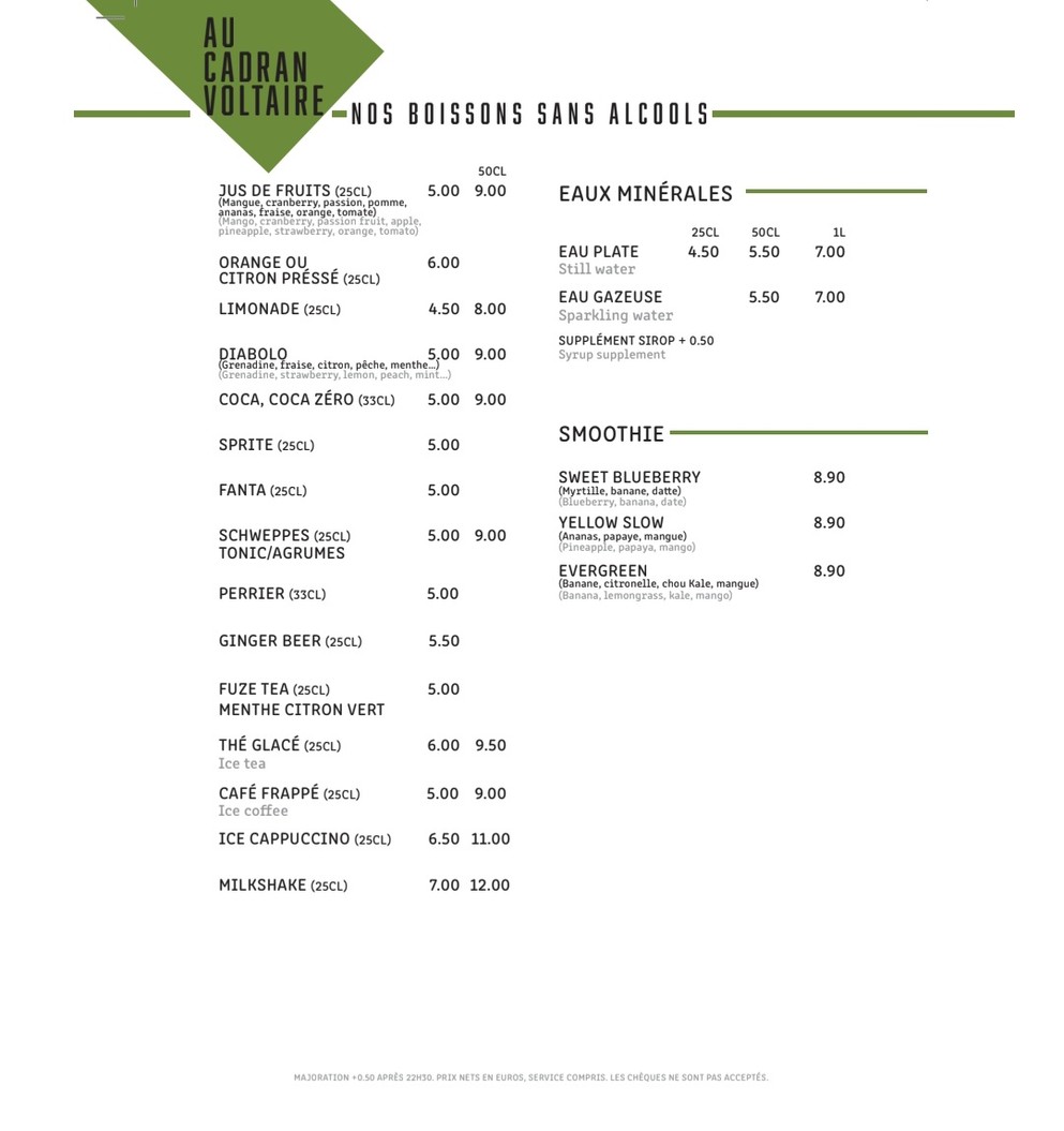 Au Cadran Voltaire menu 4