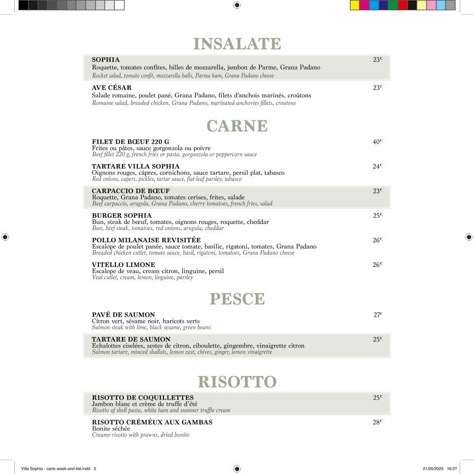Villa Sophia menu 2