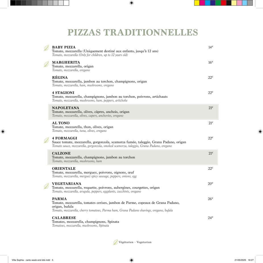 Villa Sophia menu 4