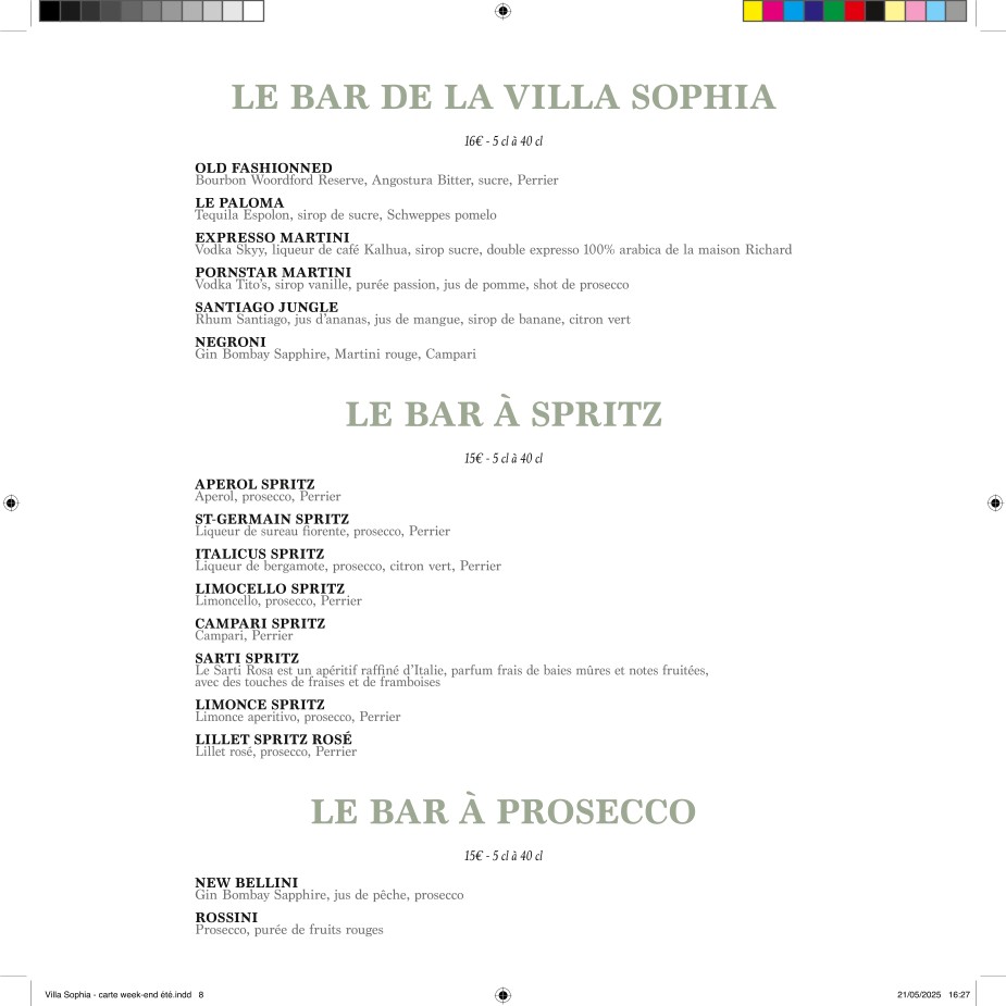 Villa Sophia menu 5