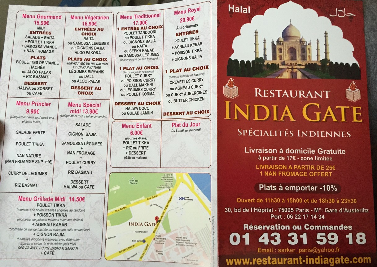India Gate menu 1