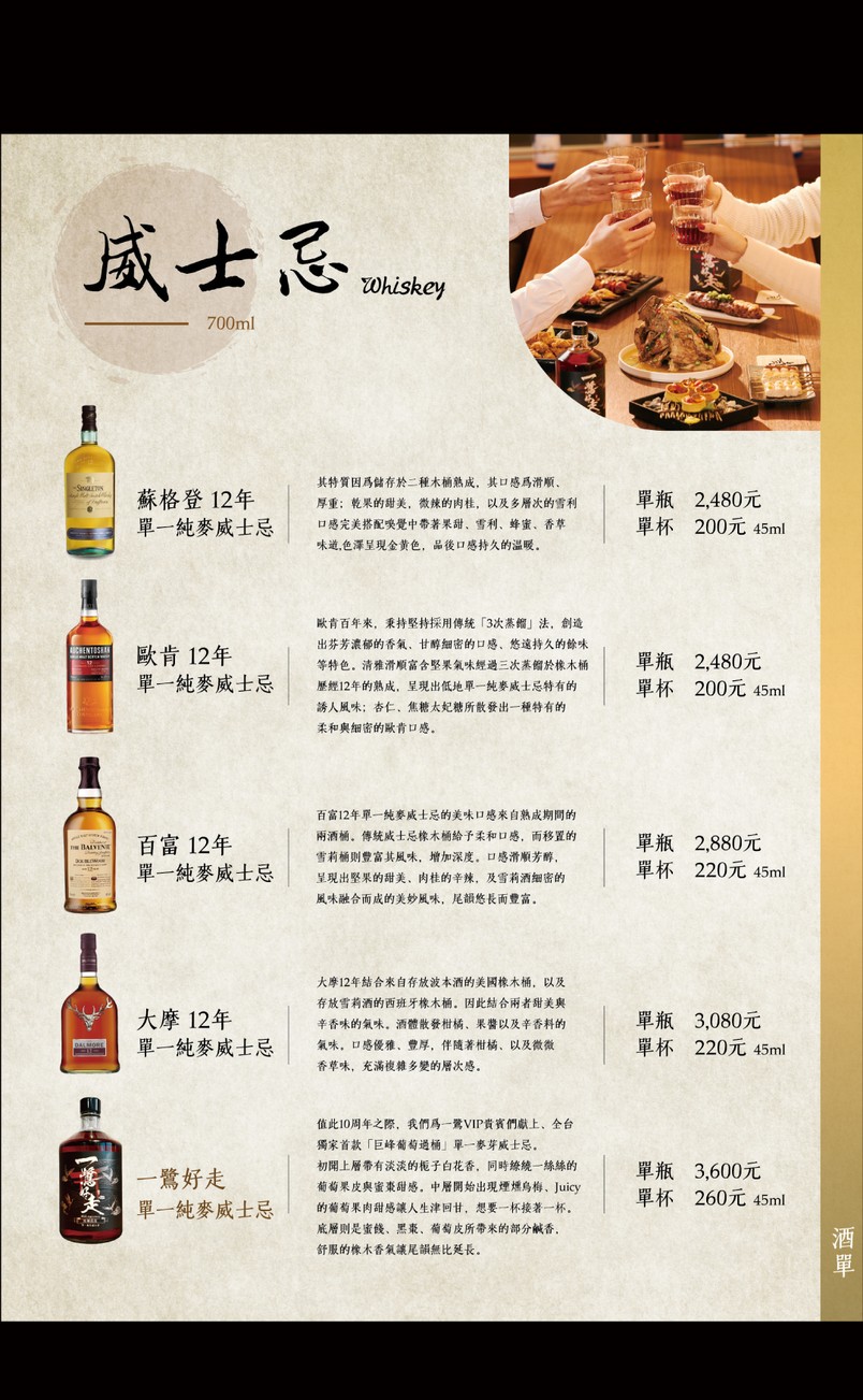 Yī lù chuàn shāo jū jiǔ wū sōng jiāng běn diàn menu 4