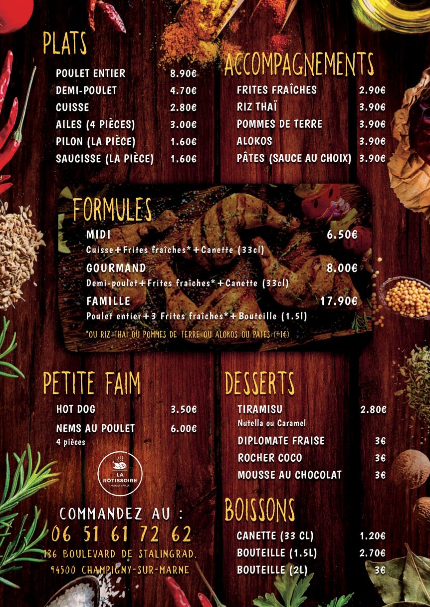 La Rôtissoire - Poulet Grillé menu 3