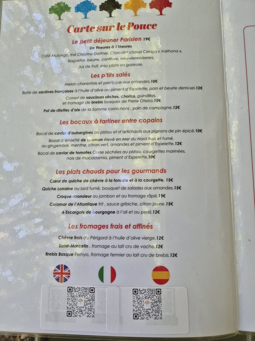 La Table du Luxembourg menu 1
