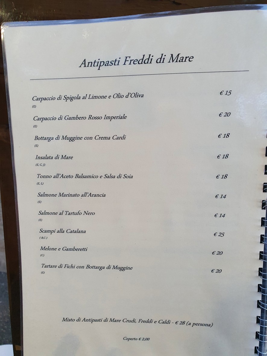 Eleonora d'Arborea menu 1