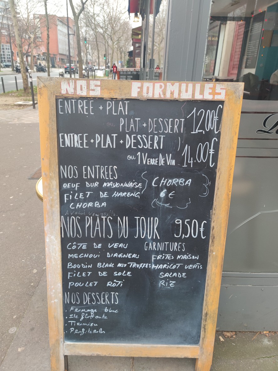 Le Relais Diderot menu 1