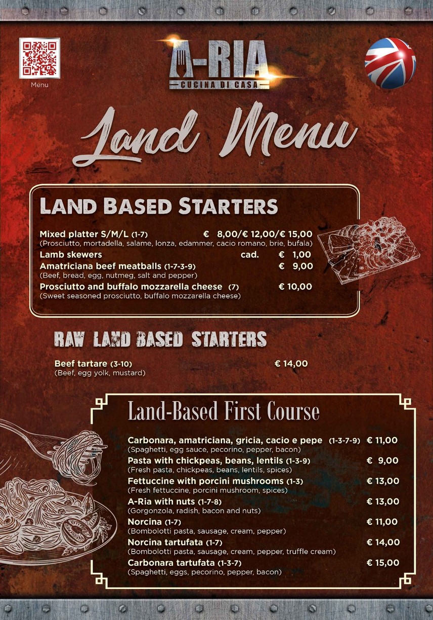 A-RIA Cucina di Casa menu 1