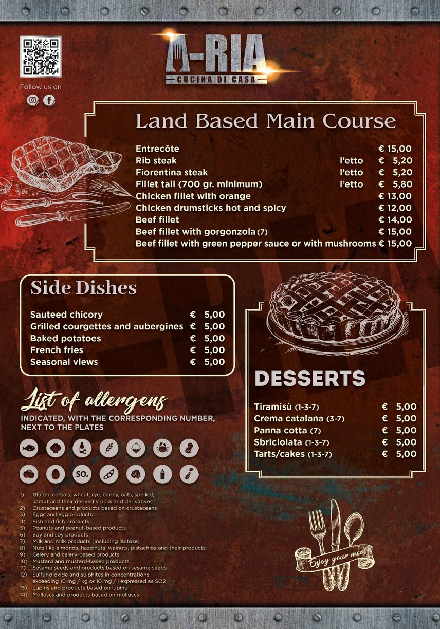 A-RIA Cucina di Casa menu 2
