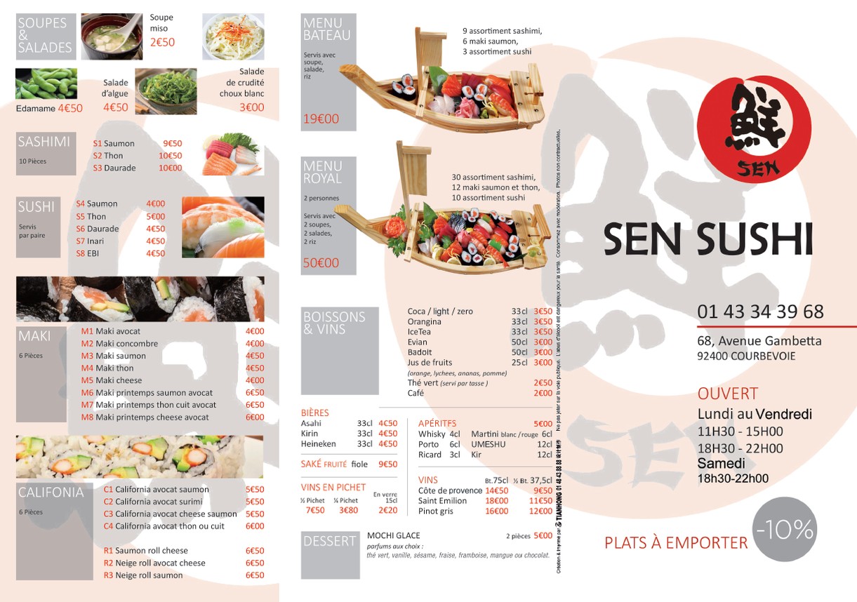 Sen Sushi menu 1