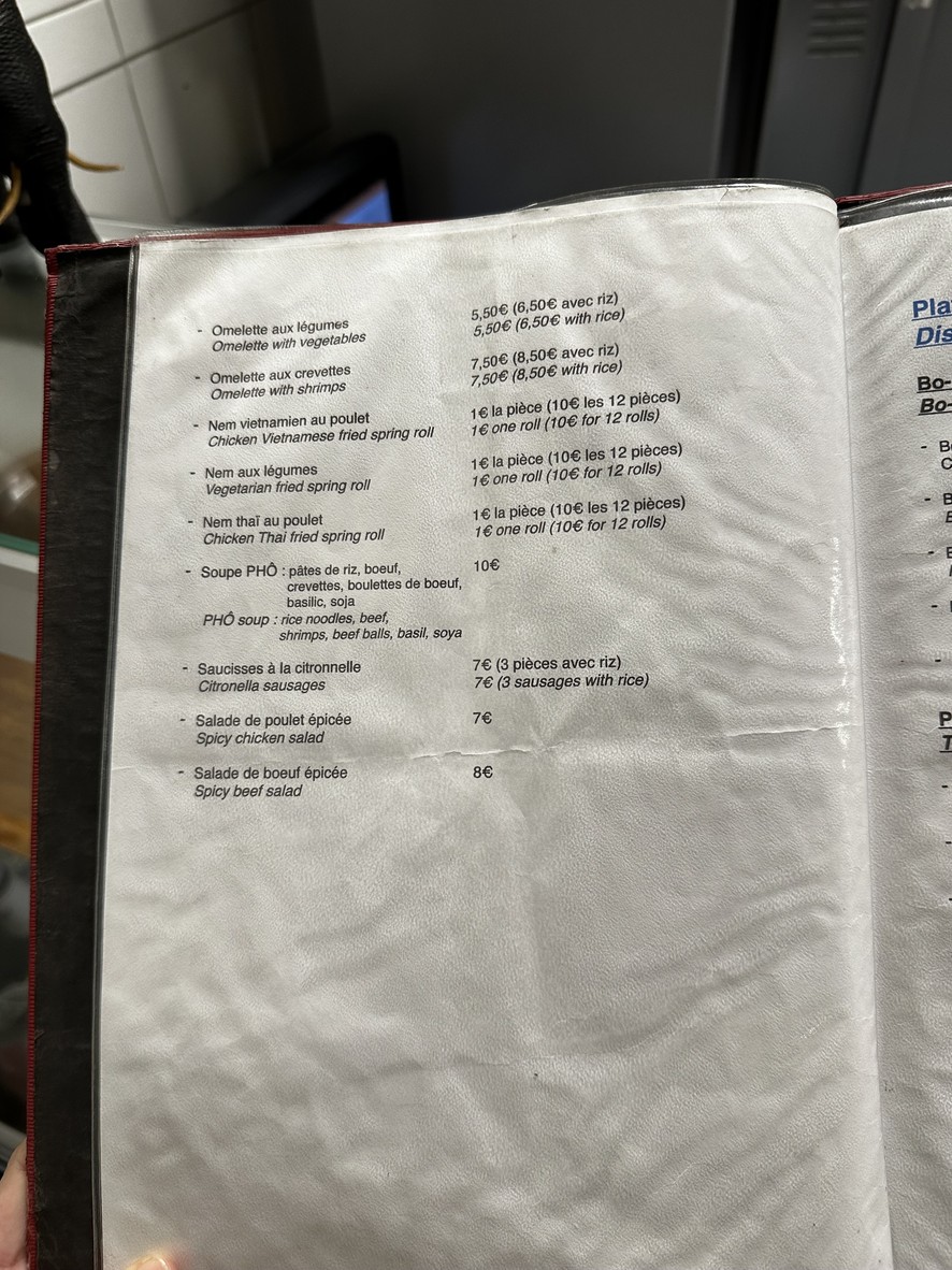 Chez Vilay/Au Petit Te menu 2