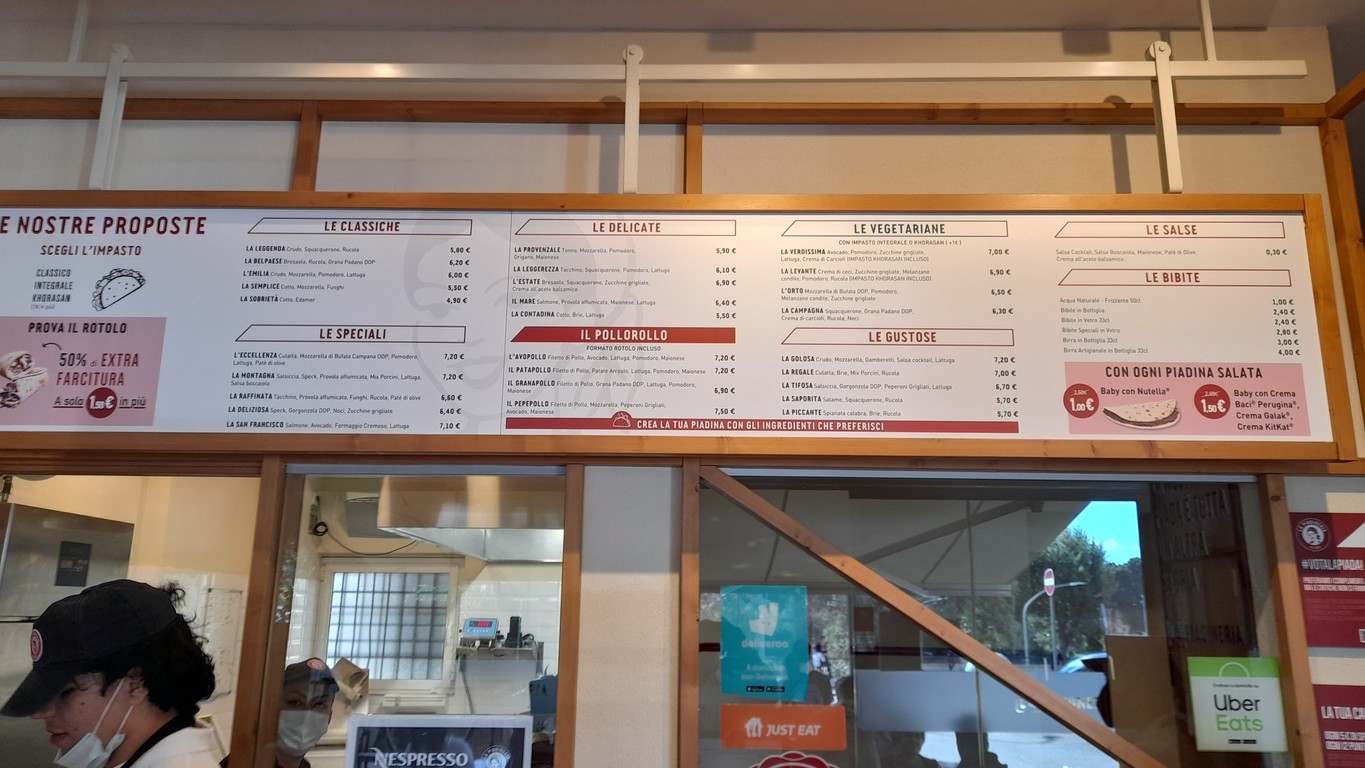 La Piadineria menu 1