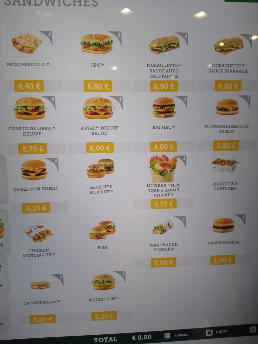 McDonald's menu 1