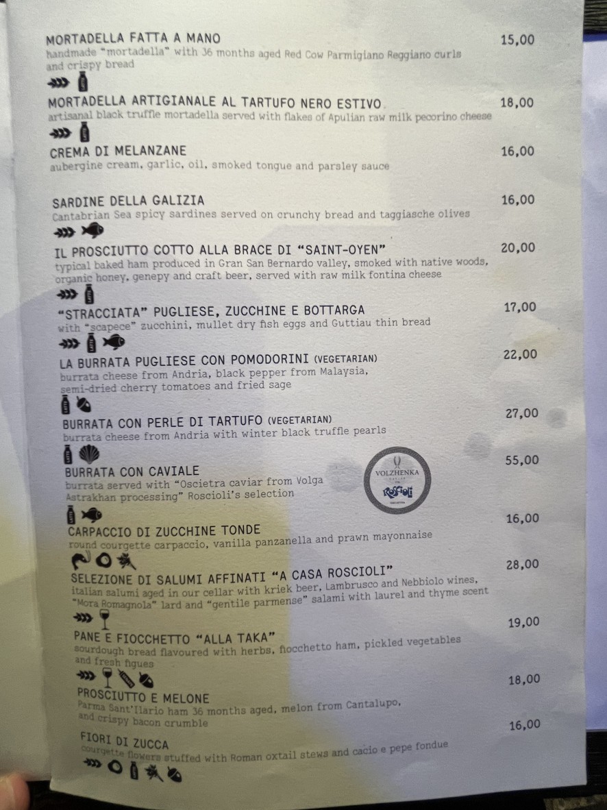 Roscioli Salumeria con Cucina menu 1