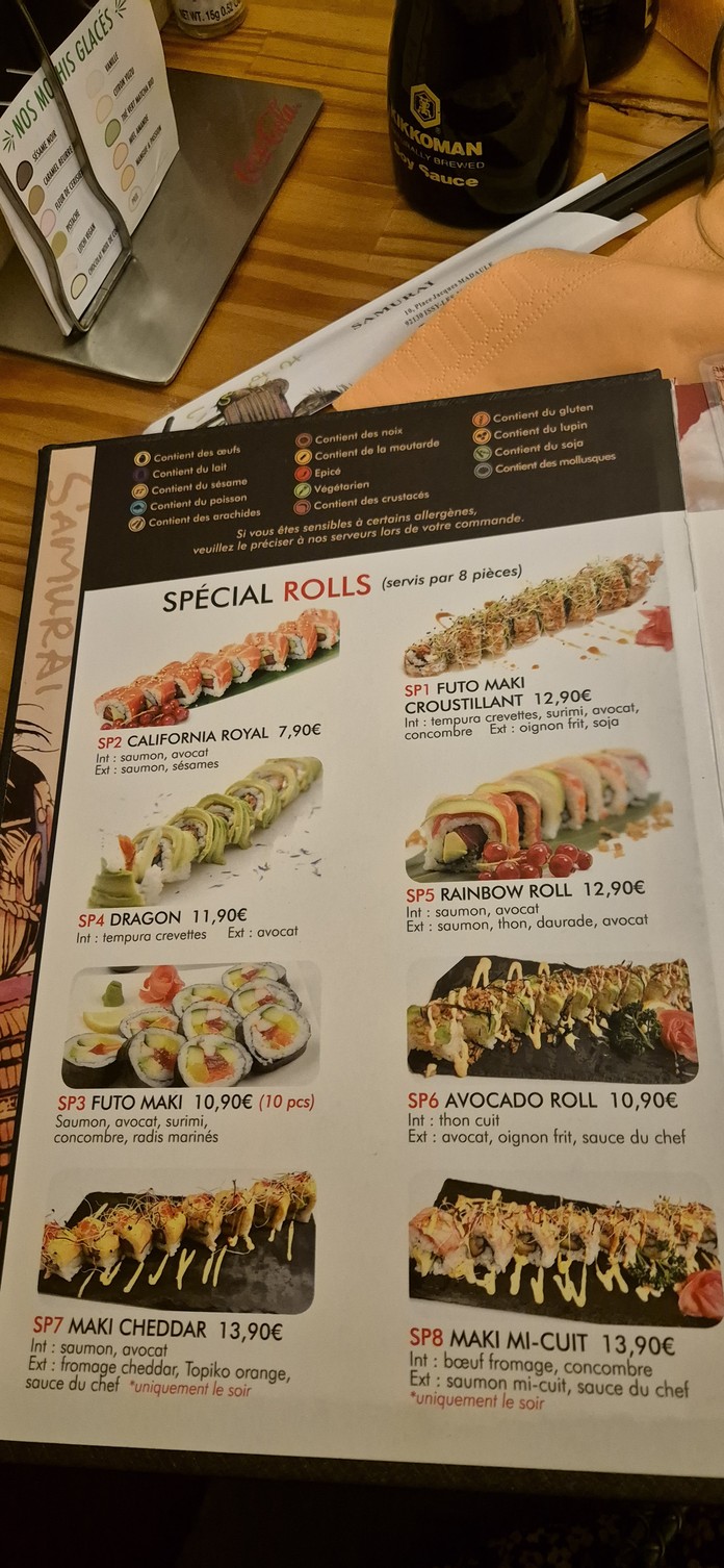Samuraï menu 3