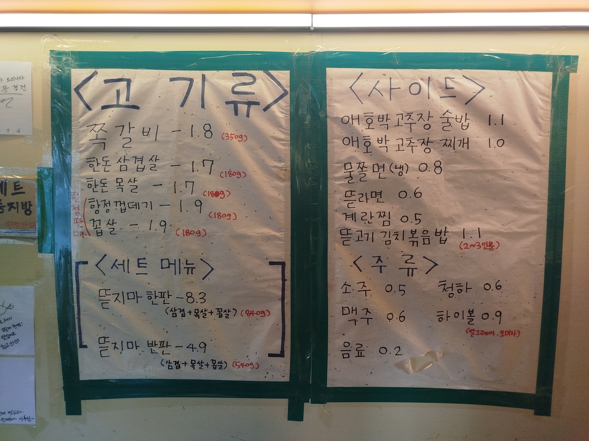 Tteulgogi Sinyongsan Sede Principal menu 1