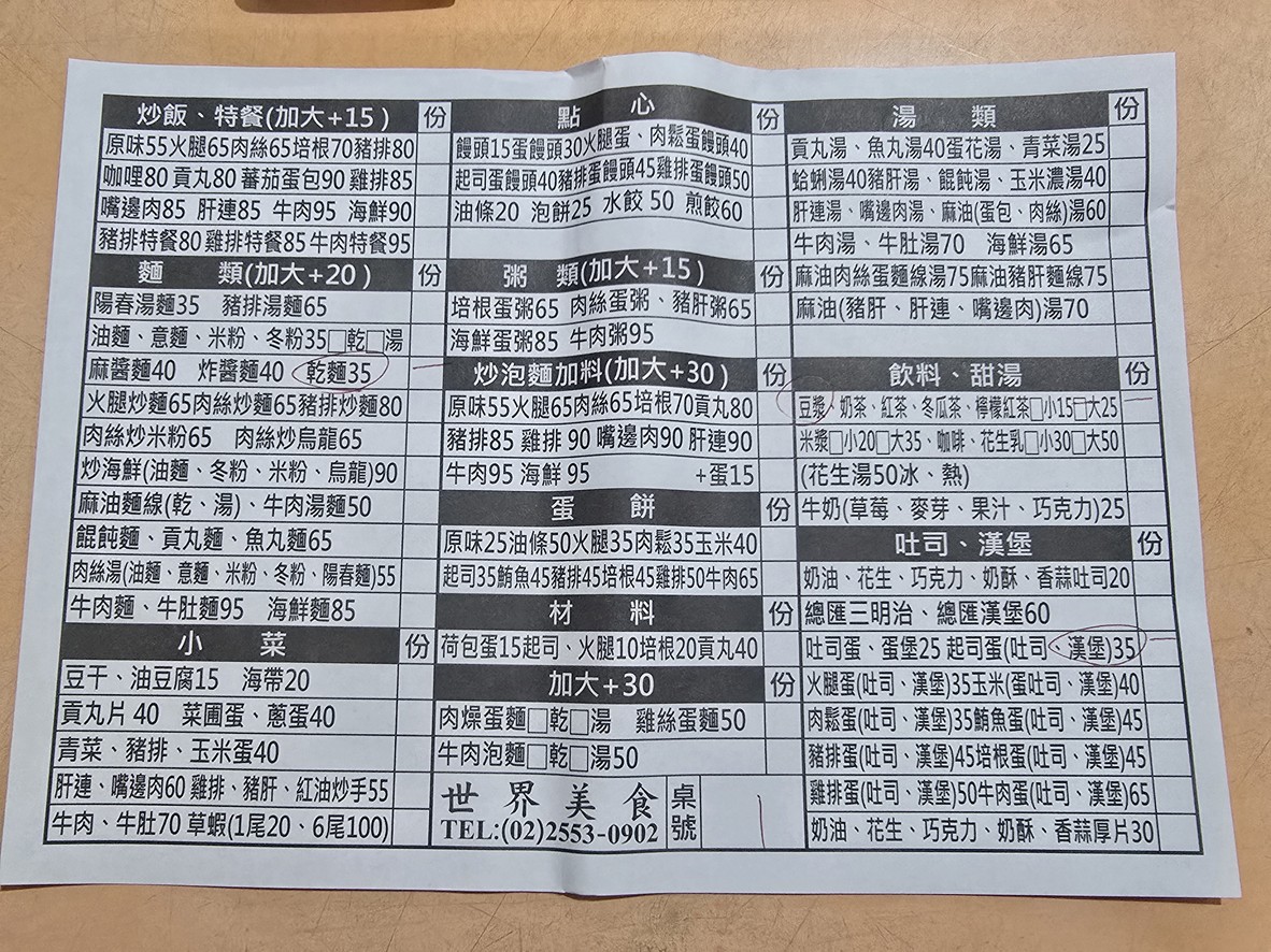 Shìjiè měishí zǒng huì menu 1