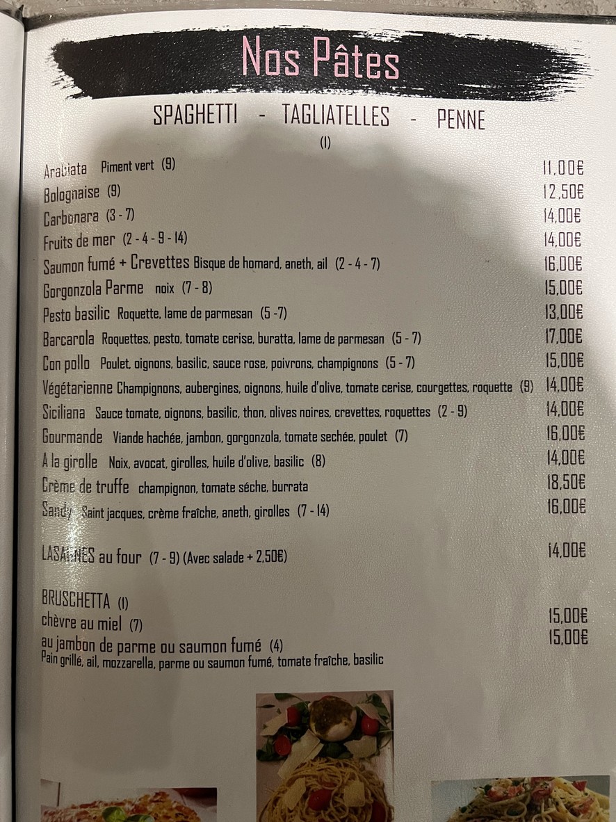 La Barcarola menu 2
