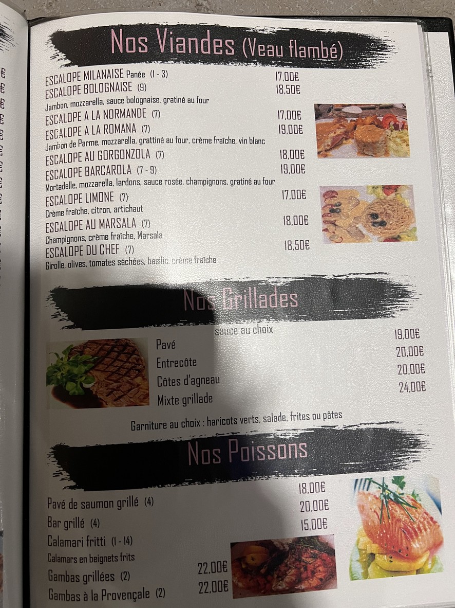 La Barcarola menu 3