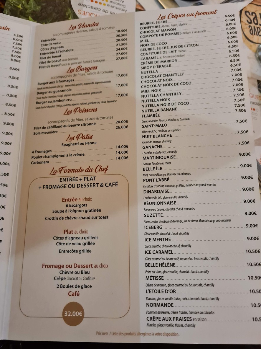 Crêperie A l'Étoile d'Or...Restaurant creperie menu 2