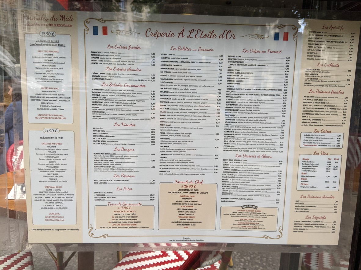 Crêperie A l'Étoile d'Or...Restaurant creperie menu 3