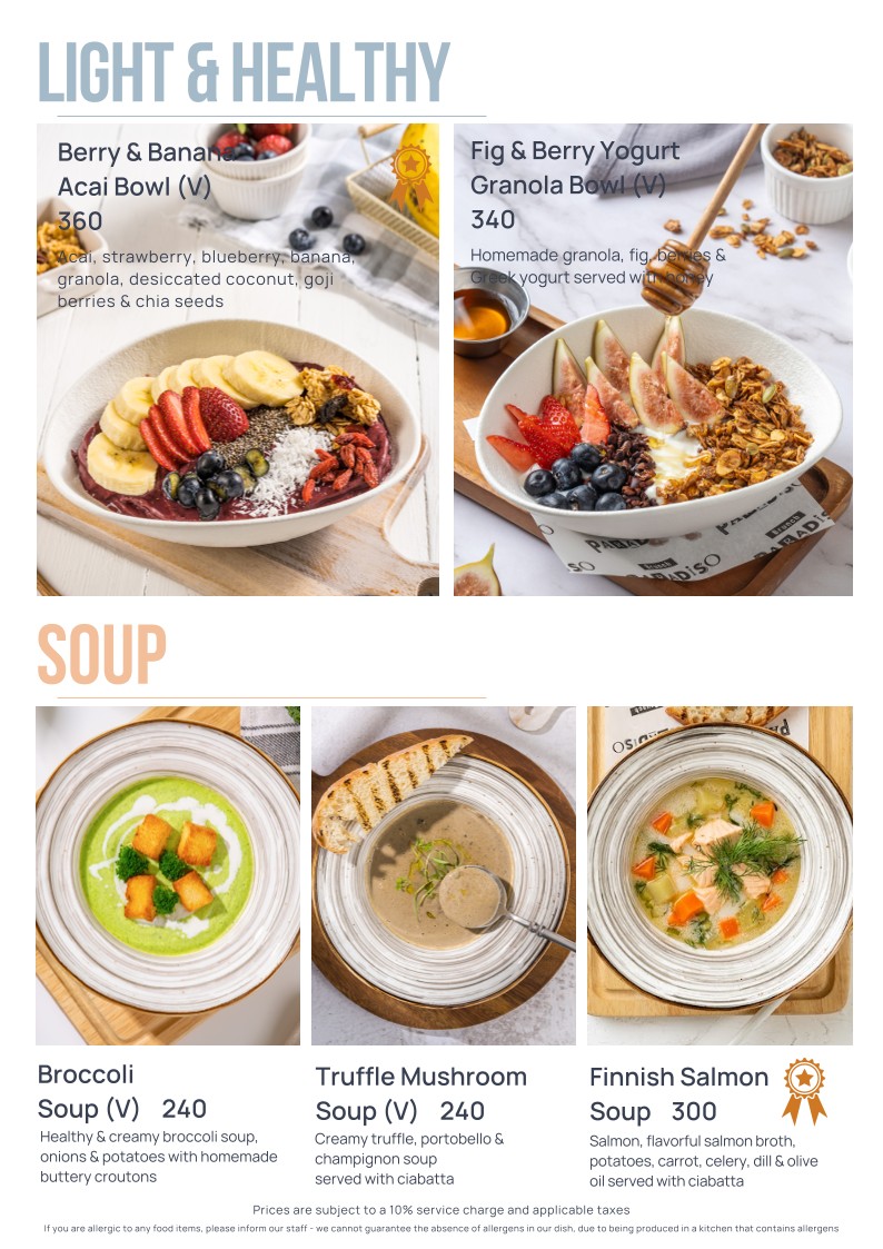 Brunch Paradiso menu 1
