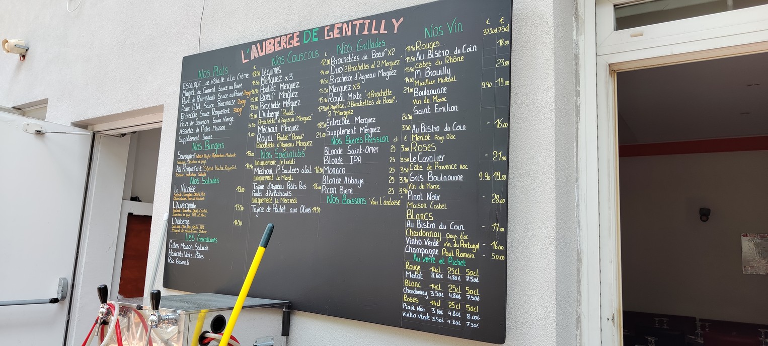 L'Auberge de Gentilly menu 2