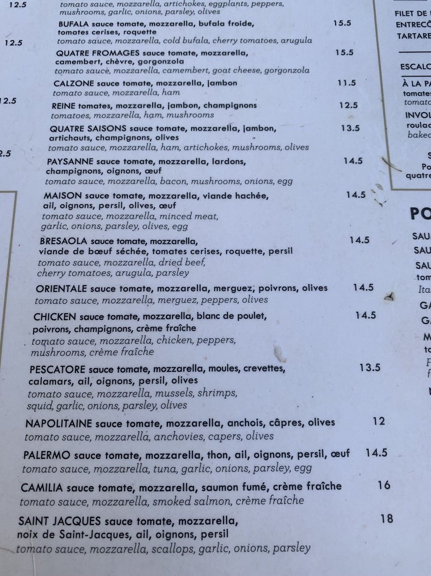Pizza Camilia menu 3