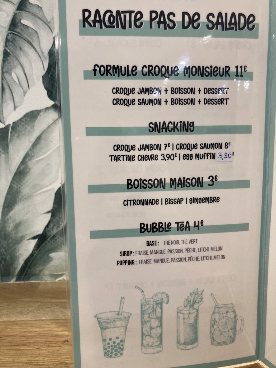 Raconte pas de salade menu 3