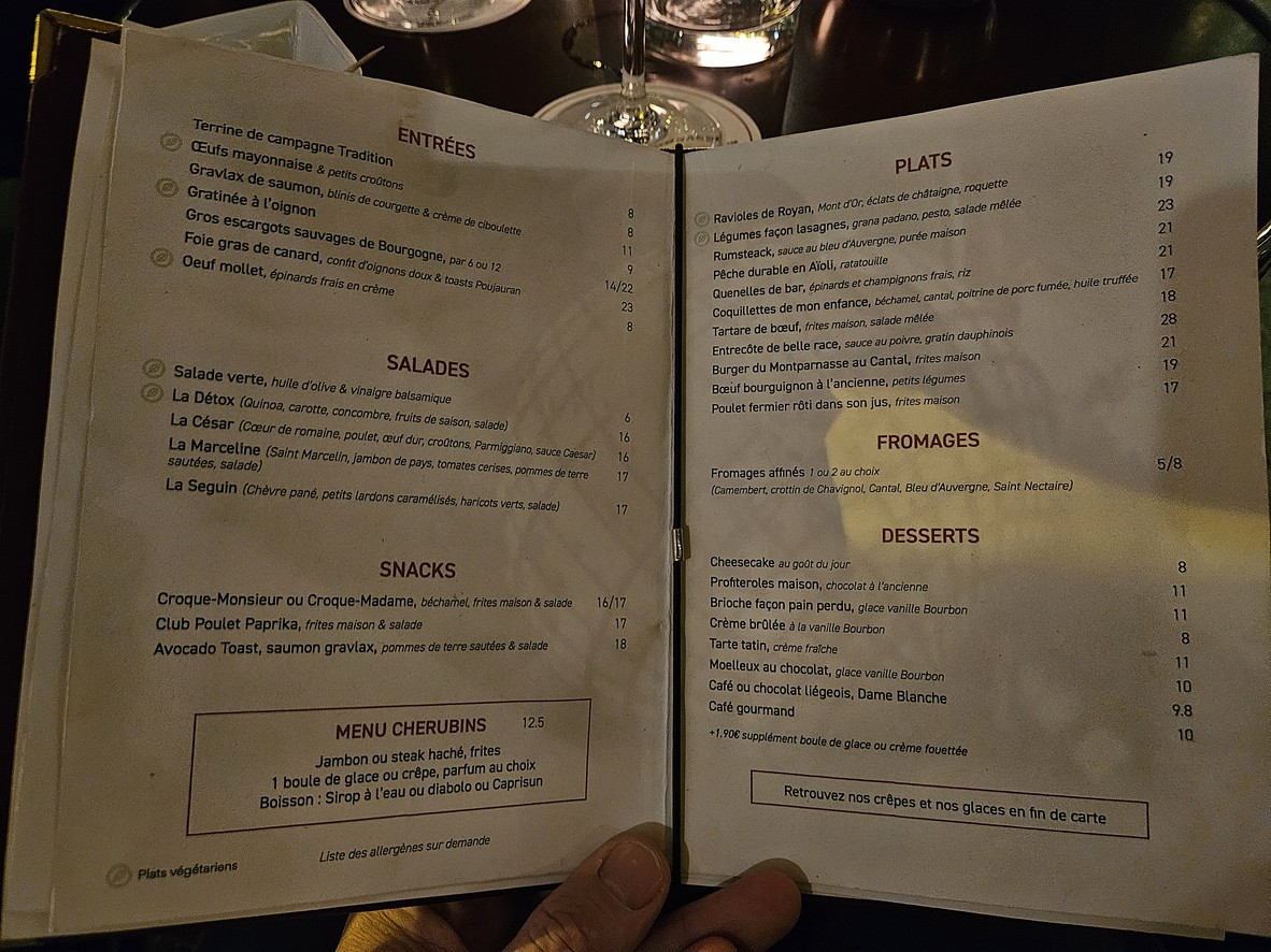 Café Montparnasse menu 1