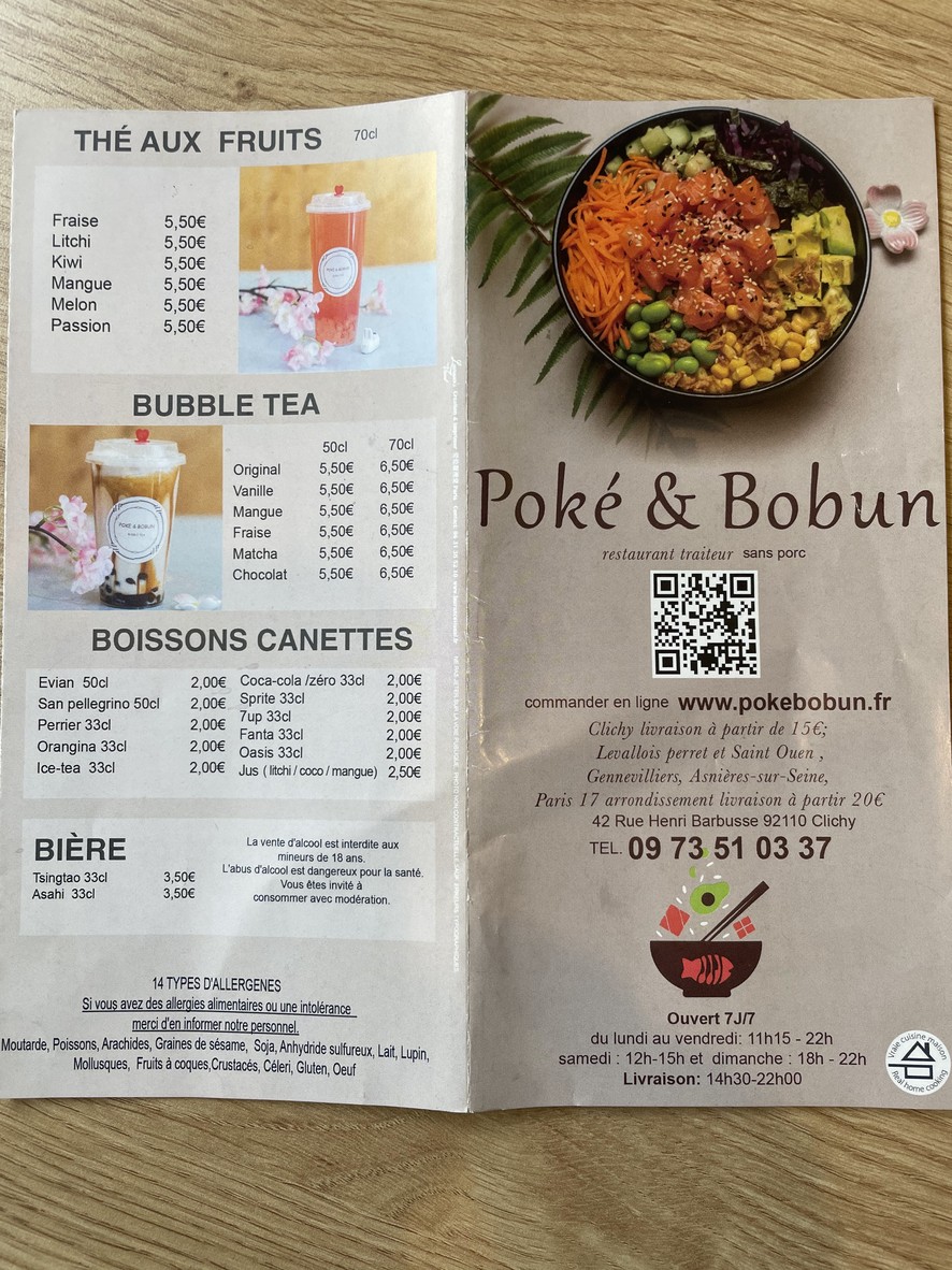 poke & bobun Clichy menu 1