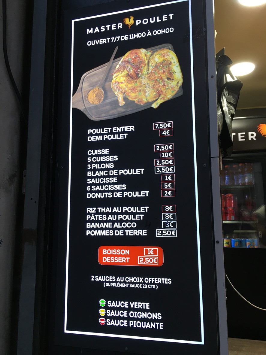 MASTER POULET - Paris 18 menu 1