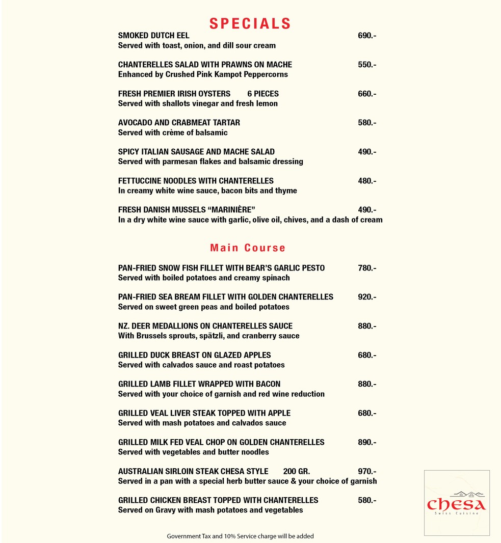 Chesa Swiss Cuisine menu 3