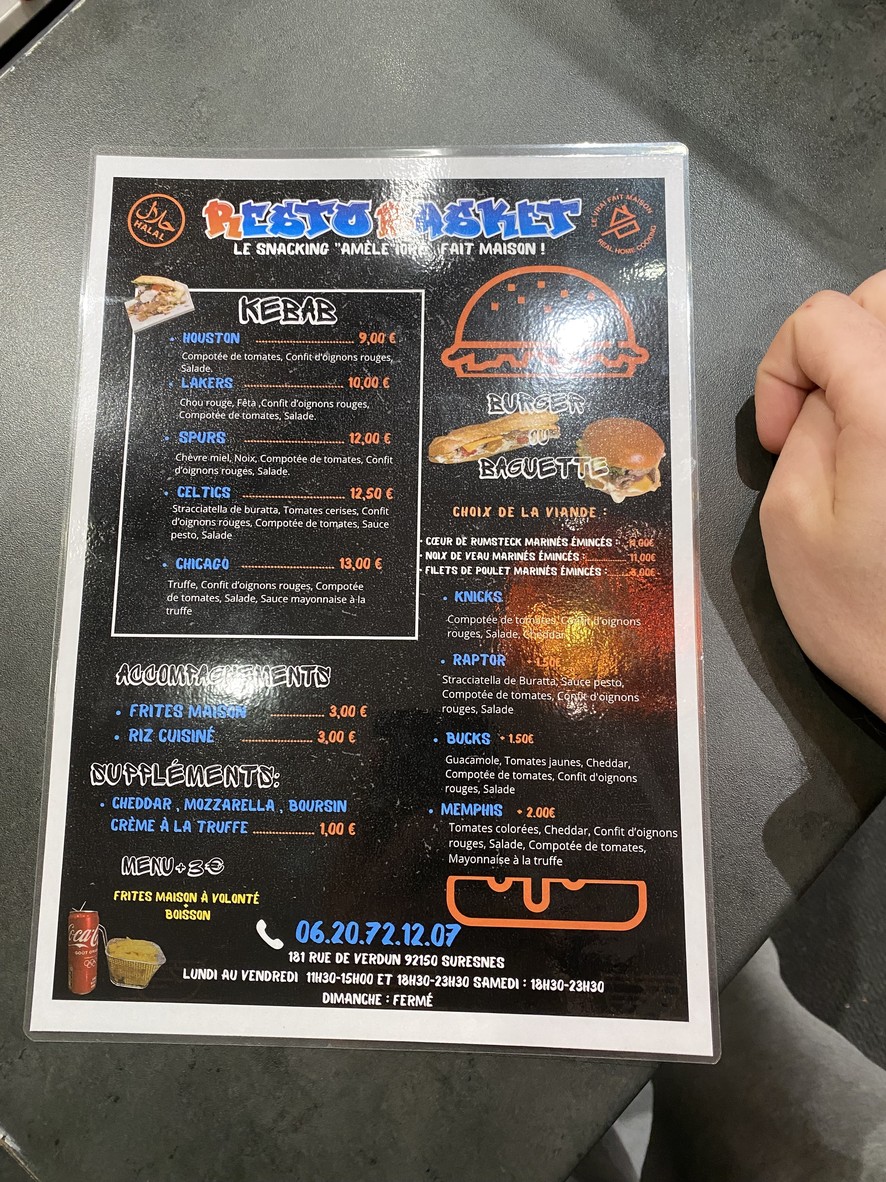 Resto Basket menu 1