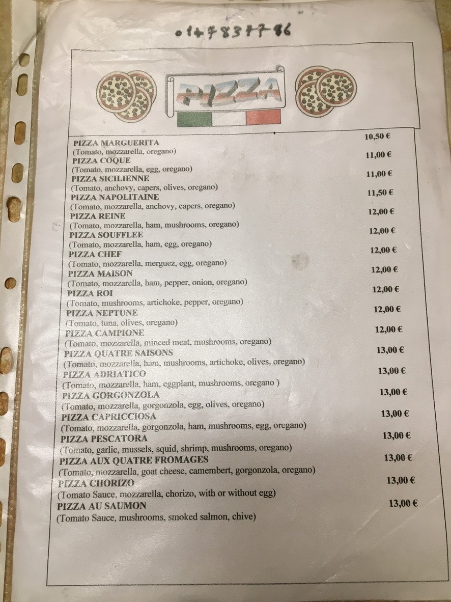 Pizza de Vinci menu 2
