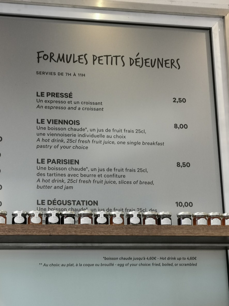 Boulangerie Eric Kayser - Bibliothèque menu 1