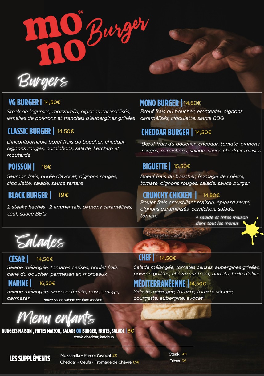 Mono Burger menu 1